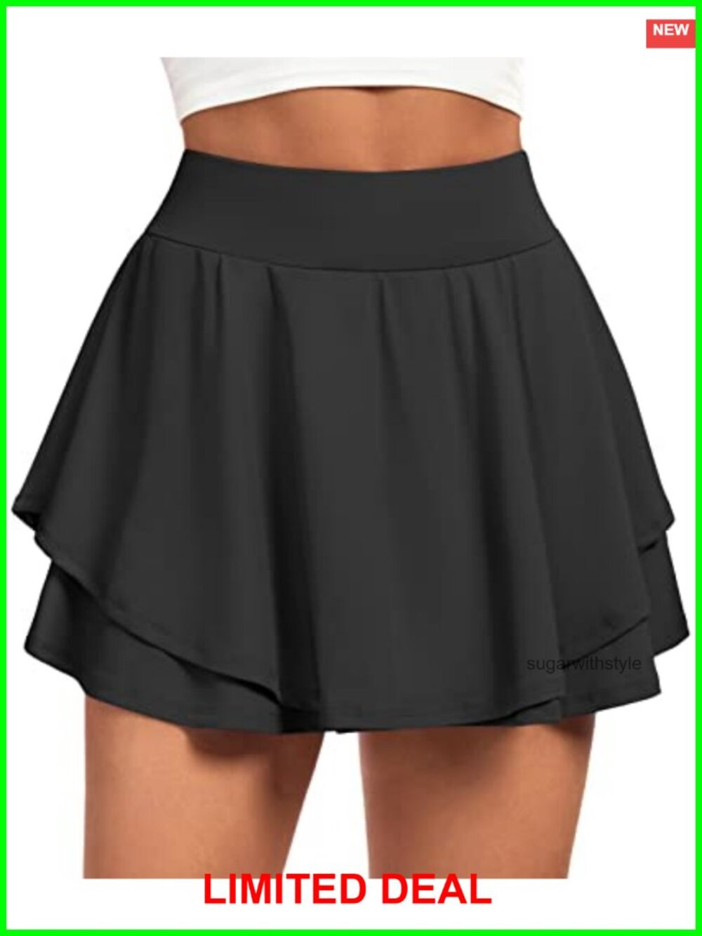 Pleated Tennis Skort with Pockets High Waist Ruffle Active Skirt